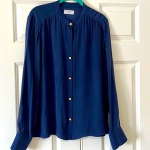 Women’s Designer: Navy Blue Button Down Blouse by Frame